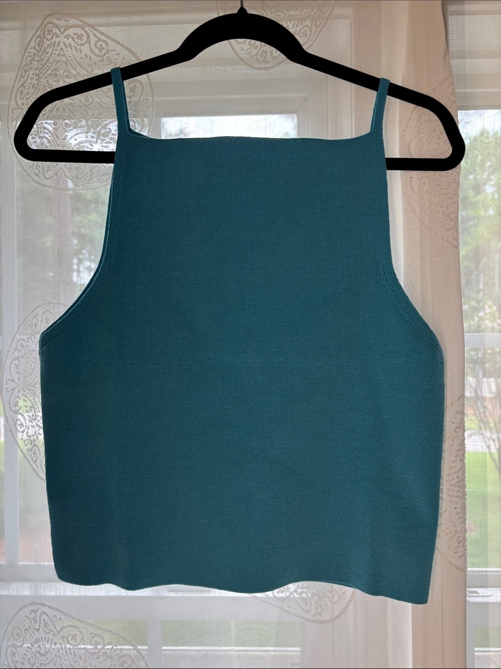 ASOS Blue-Teal Square-Neck Knit Tank
